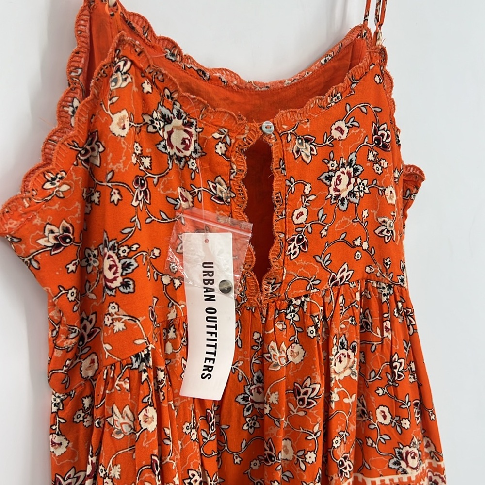 Urban outfitters Hanna Scallop Babydoll Floral Boho Peasant Hippie Dress SZ M - Picture 5 of 13